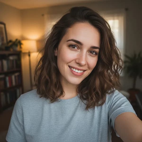 Selfie before AI headshot